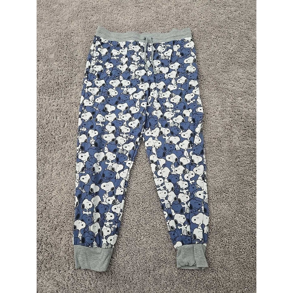 Peanuts‎ Pajama Womens L Blue Snoopy Allover Print Jogger Sleepwear